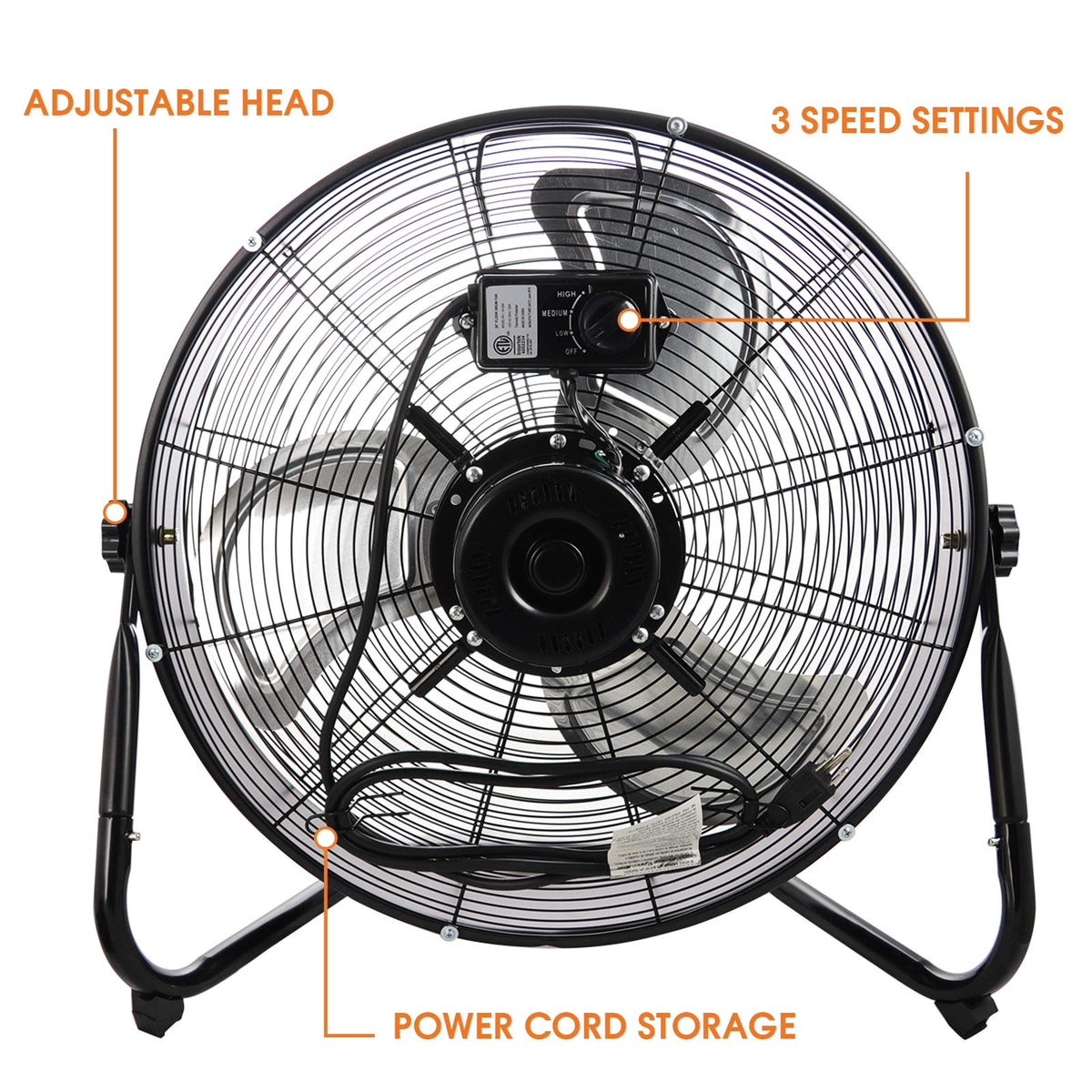 20" Industrial Floor Drum Fan with 3 Speed P96904