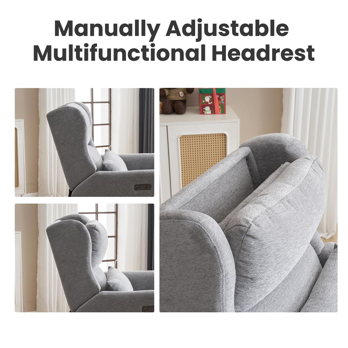 Oversized Swivel Rocker Recliner with Adjustable Headrest T821