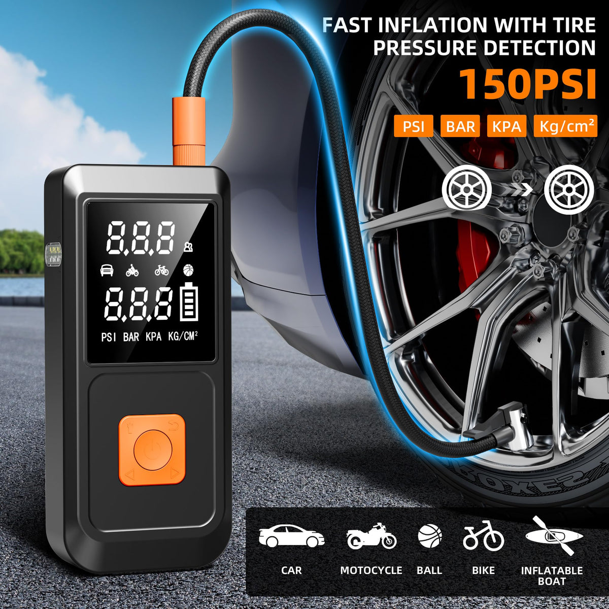 Car Battery Jump Starter with Air Compressor 4000A 150PSI 20000mAh C7944
