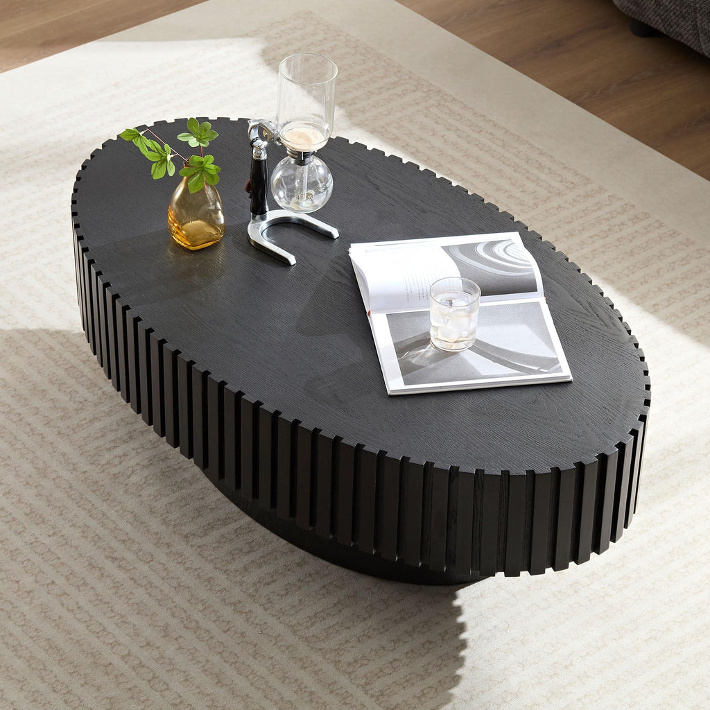 43" Oval Black Fluted Coffee Table E373743
