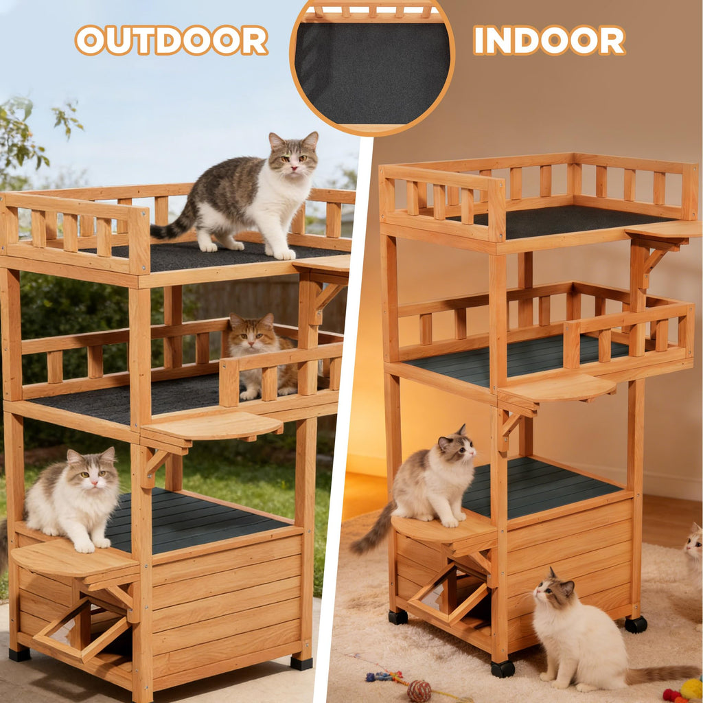Outdoor Cat Tree Tower with Enclosed Condo G861