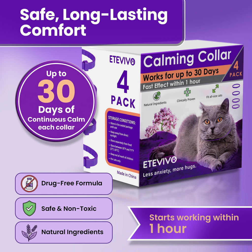 4 Pack Adjustable Calming Collar for Cats B946