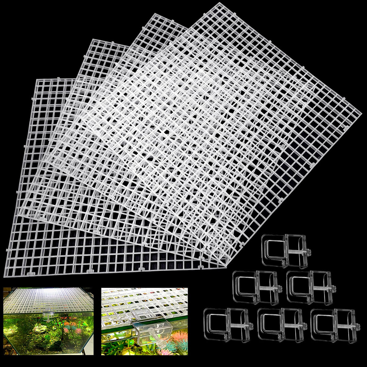 Aquarium Lid Fish Tank Top Cover Plastic Grid Panel C93718