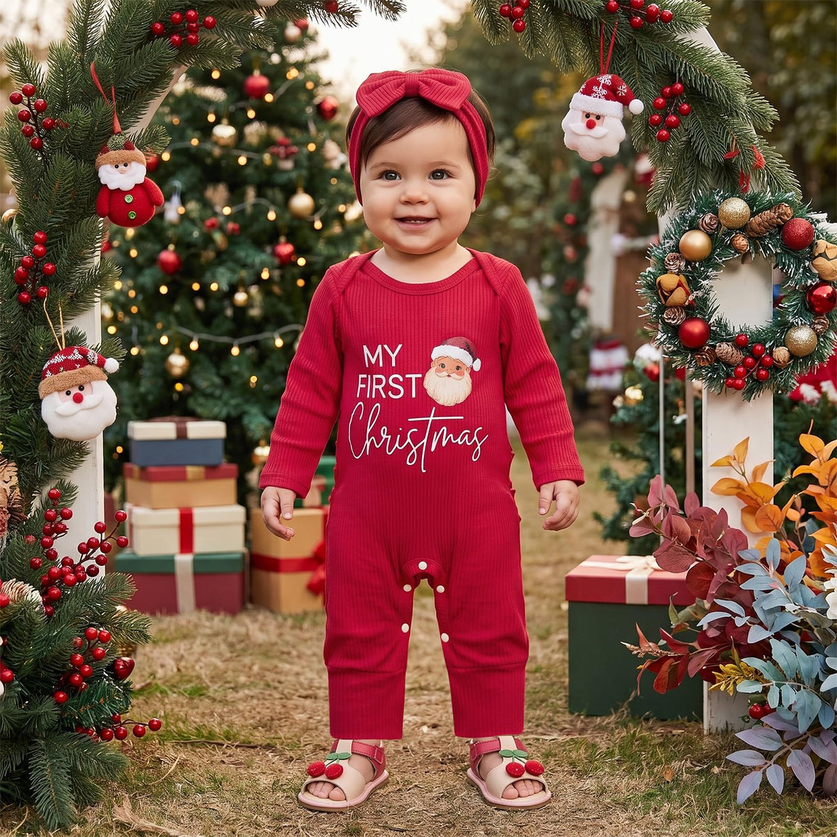 Baby Girl Long Sleeve Romper Headband A4085