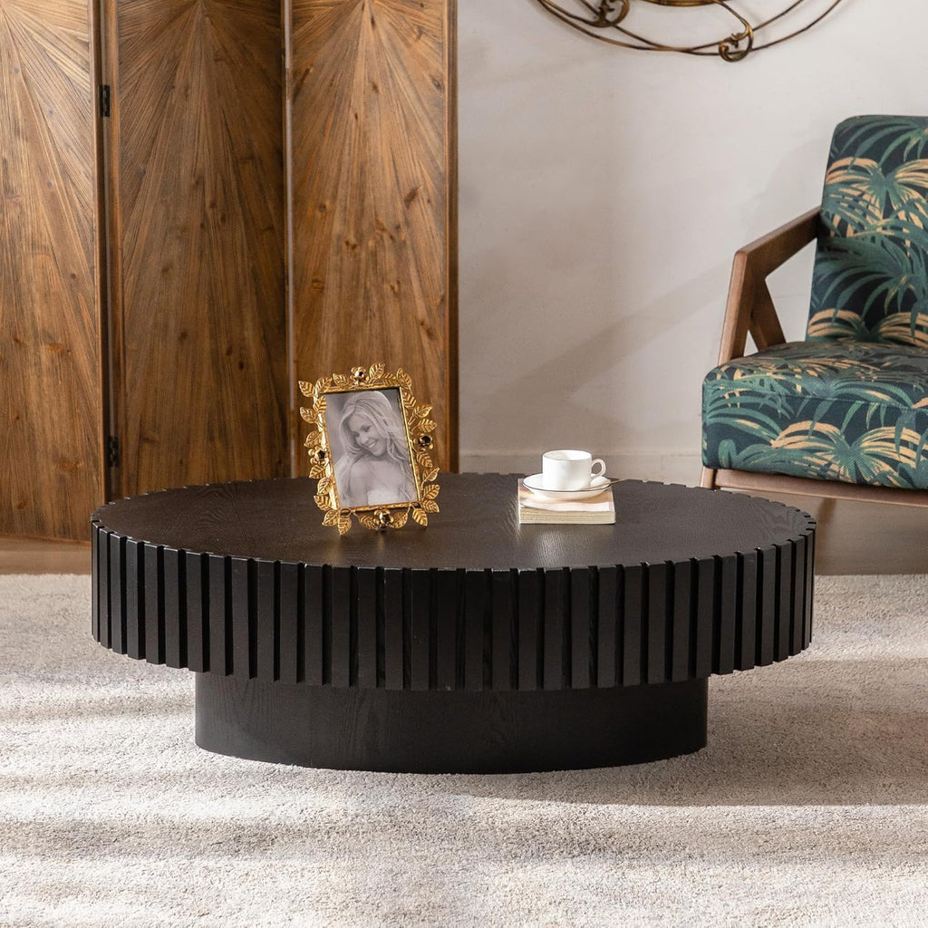 43" Oval Black Fluted Coffee Table E373743