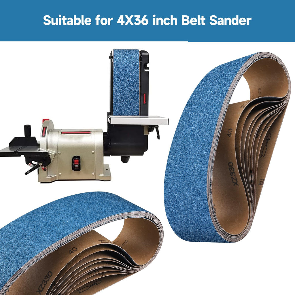 4 x 36 Inch Zirconia Sanding Belts 40-400 Grit W24534