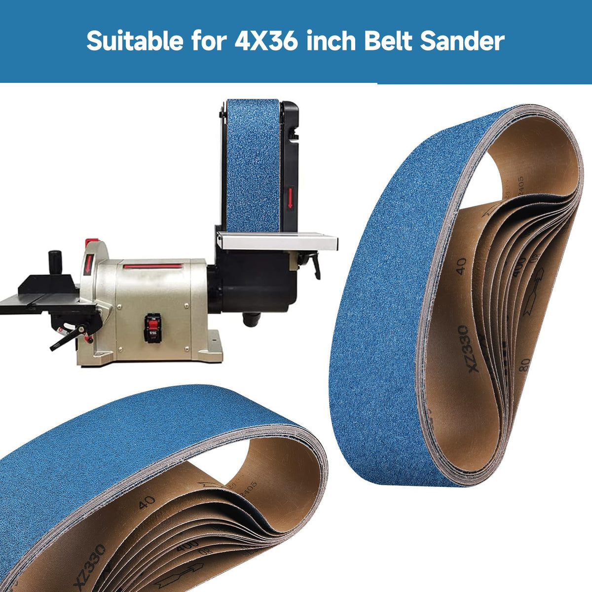 4 x 36 Inch Zirconia Sanding Belts 40-400 Grit W24534