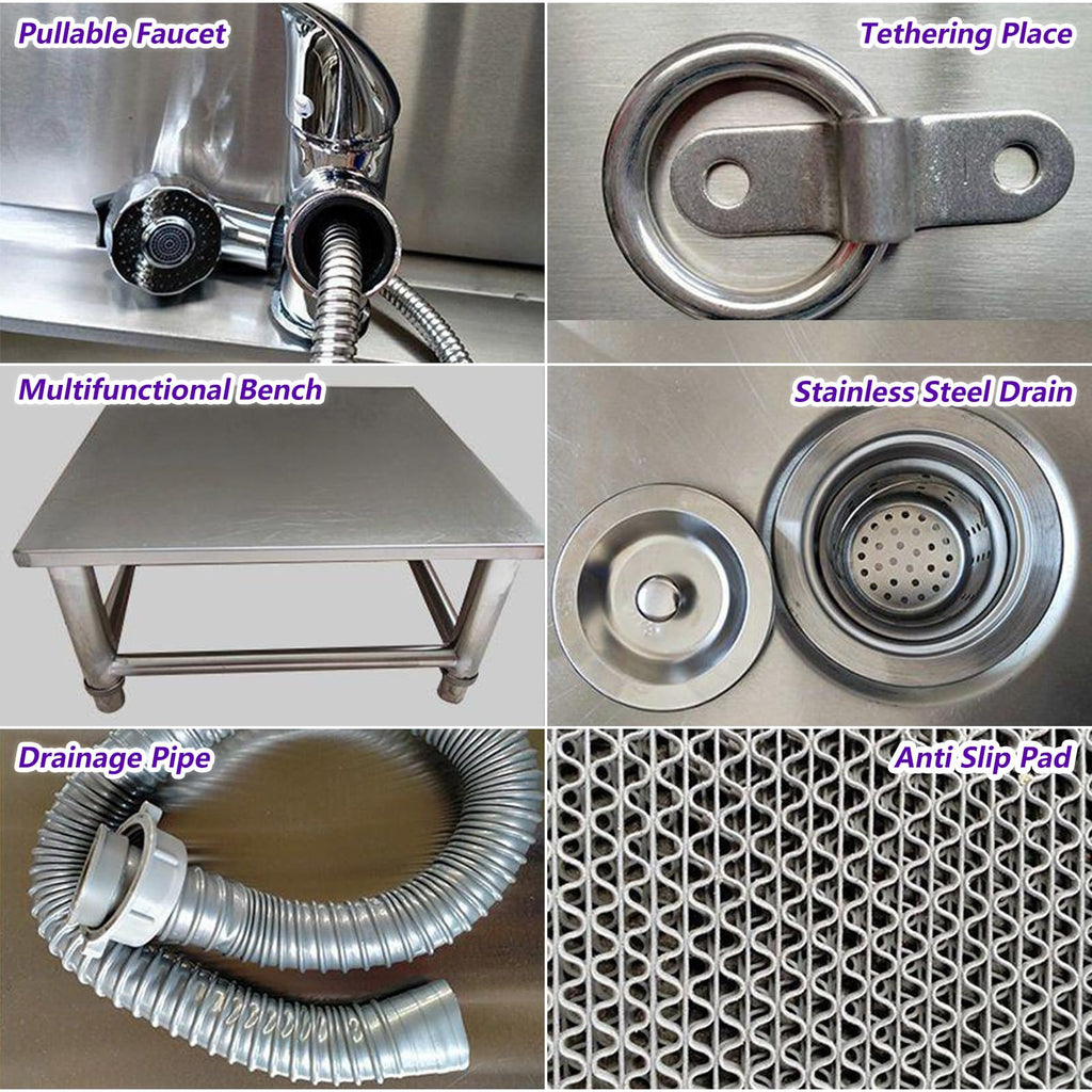 53'' Stainless Steel Pet Grooming Tub with Walk-in Stairs Z905293