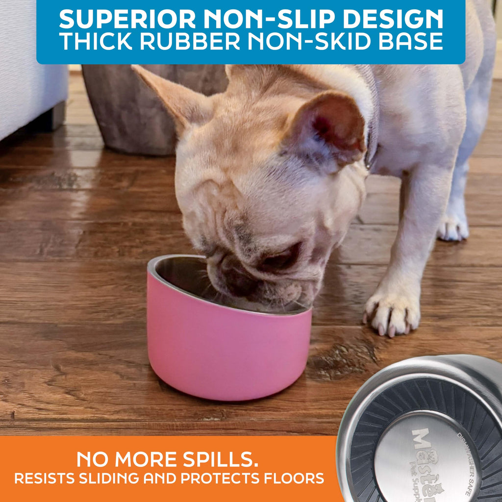 Stainless Steel Slanted Dog Cat Food Bowl 8 oz H952217