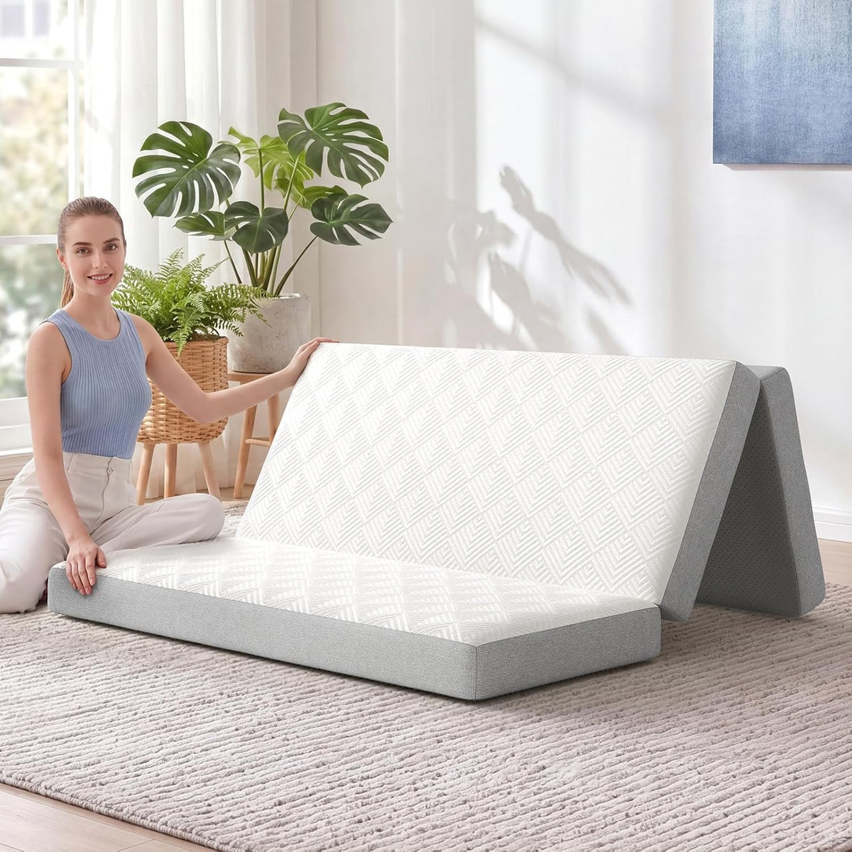 Twin Corner Bed Frame with Mattress and 2 Storage Drawers A43392