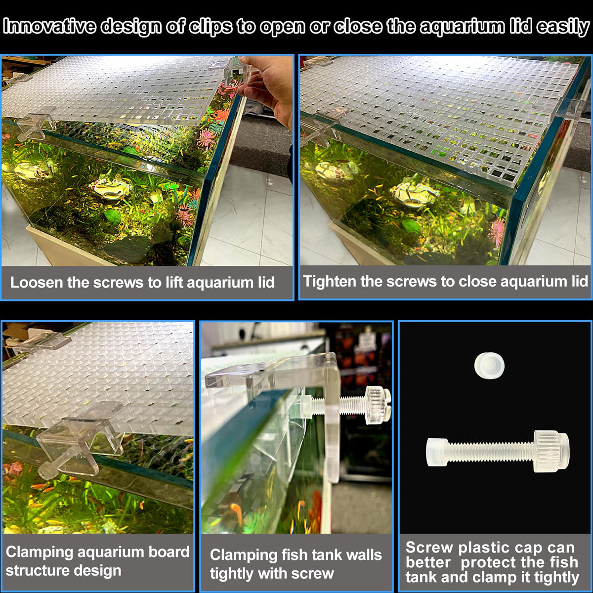 Aquarium Lid Fish Tank Top Cover Plastic Grid Panel C93718