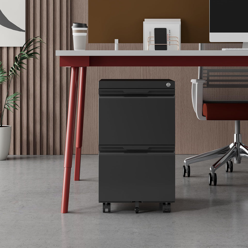 2 Drawer Black File Cabinet with Lock S685687