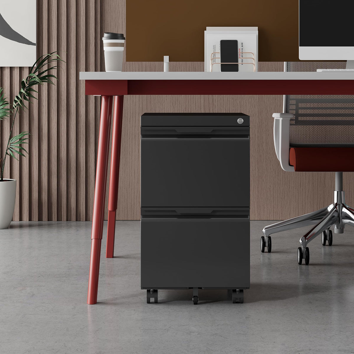 2 Drawer Black File Cabinet with Lock S685687