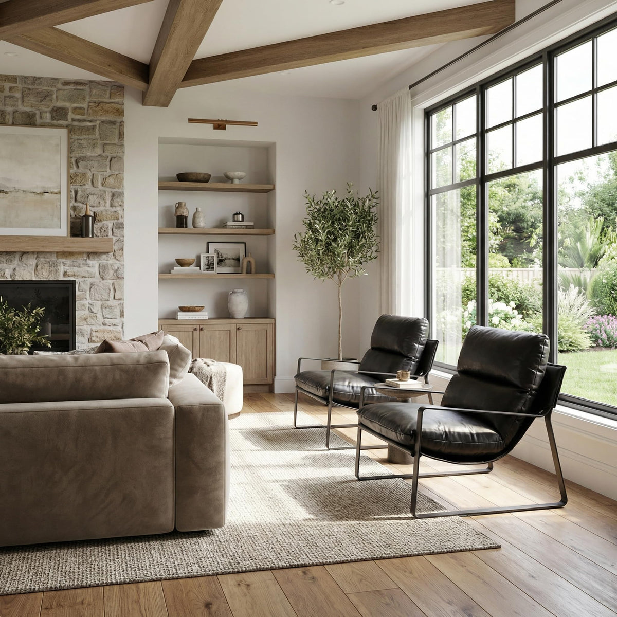 Black PU Leather Accent Armchair N501