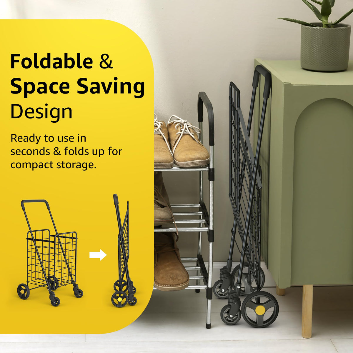 Black Foldable Lightweight Utility Cart E354776
