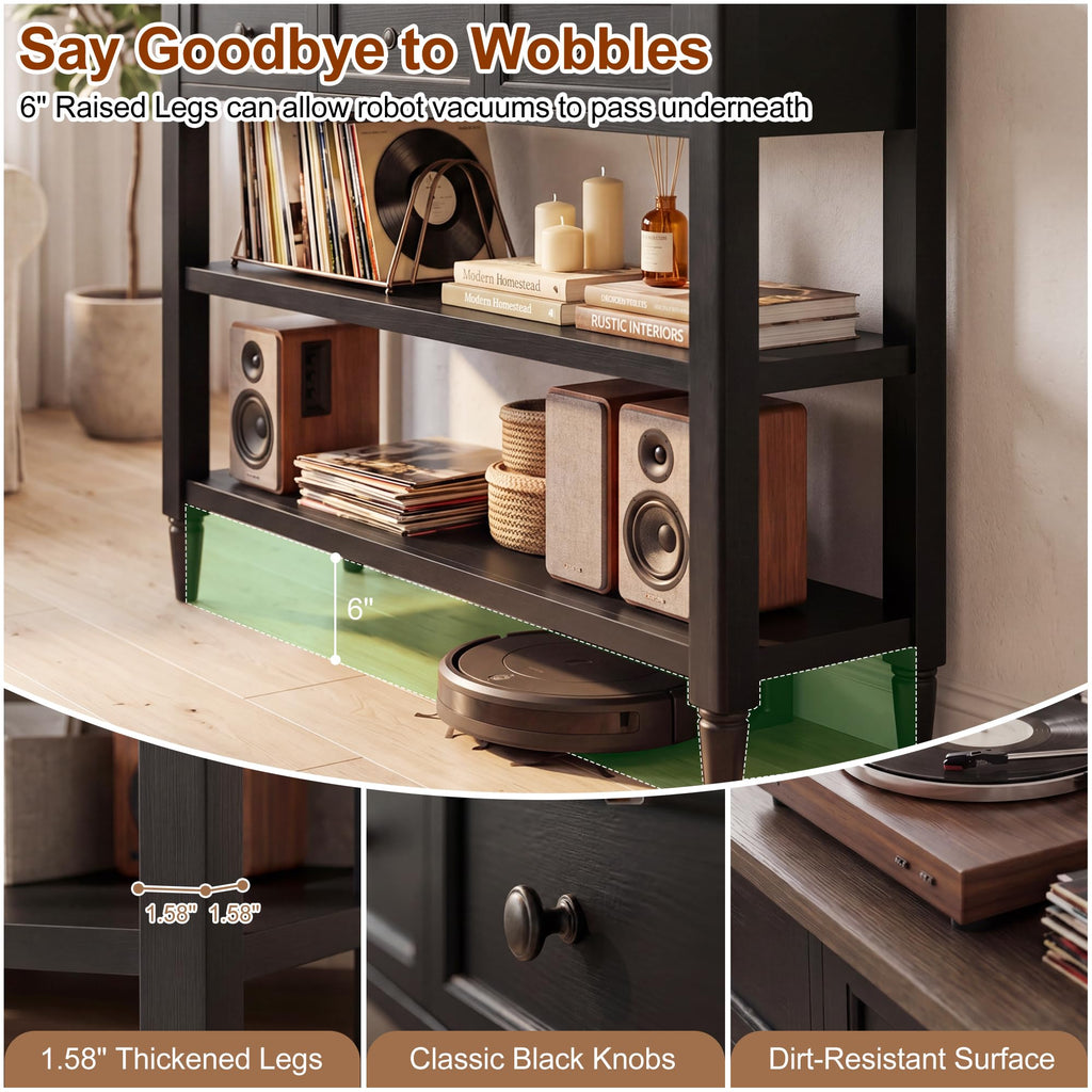 43" Narrow Console Table with 3 Drawers and 2 Shelves J24827