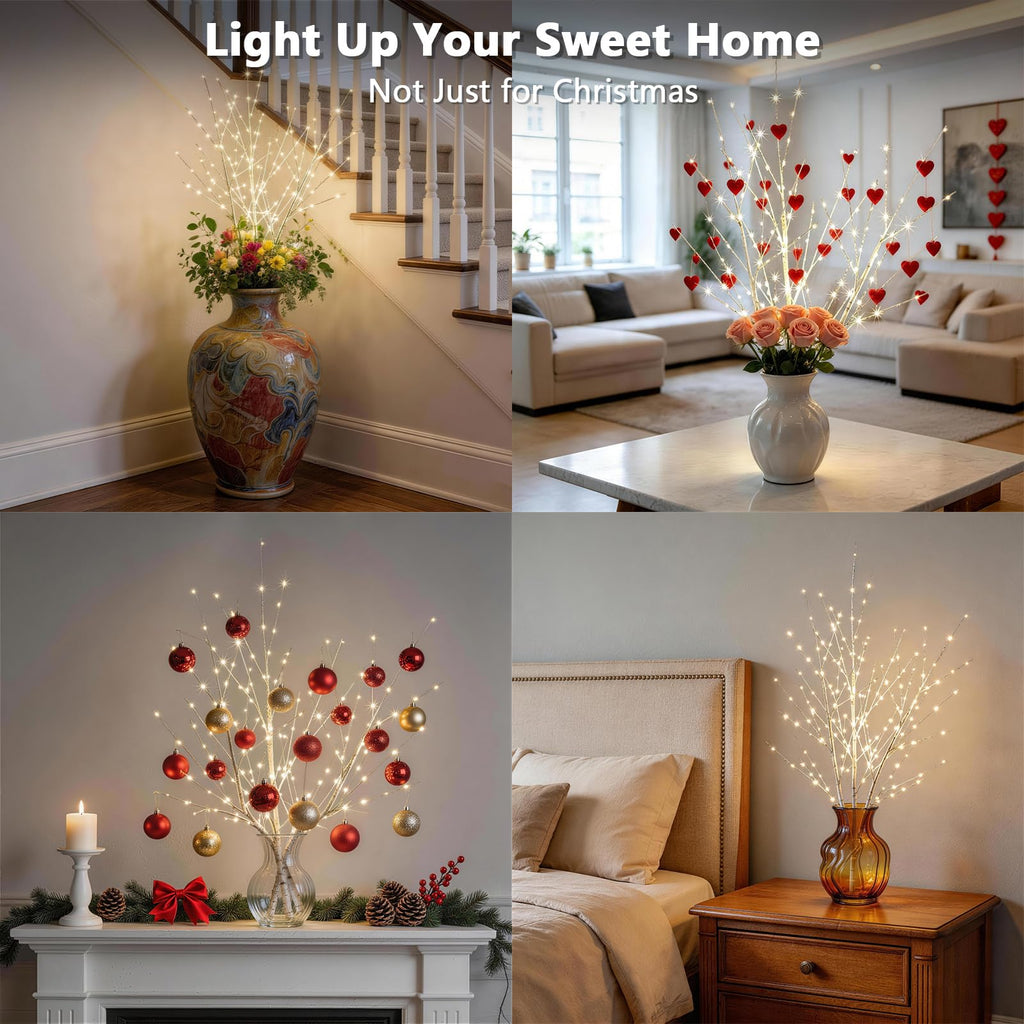 Lighted Birch White Tree Branches 33IN 180LED with Timer I834