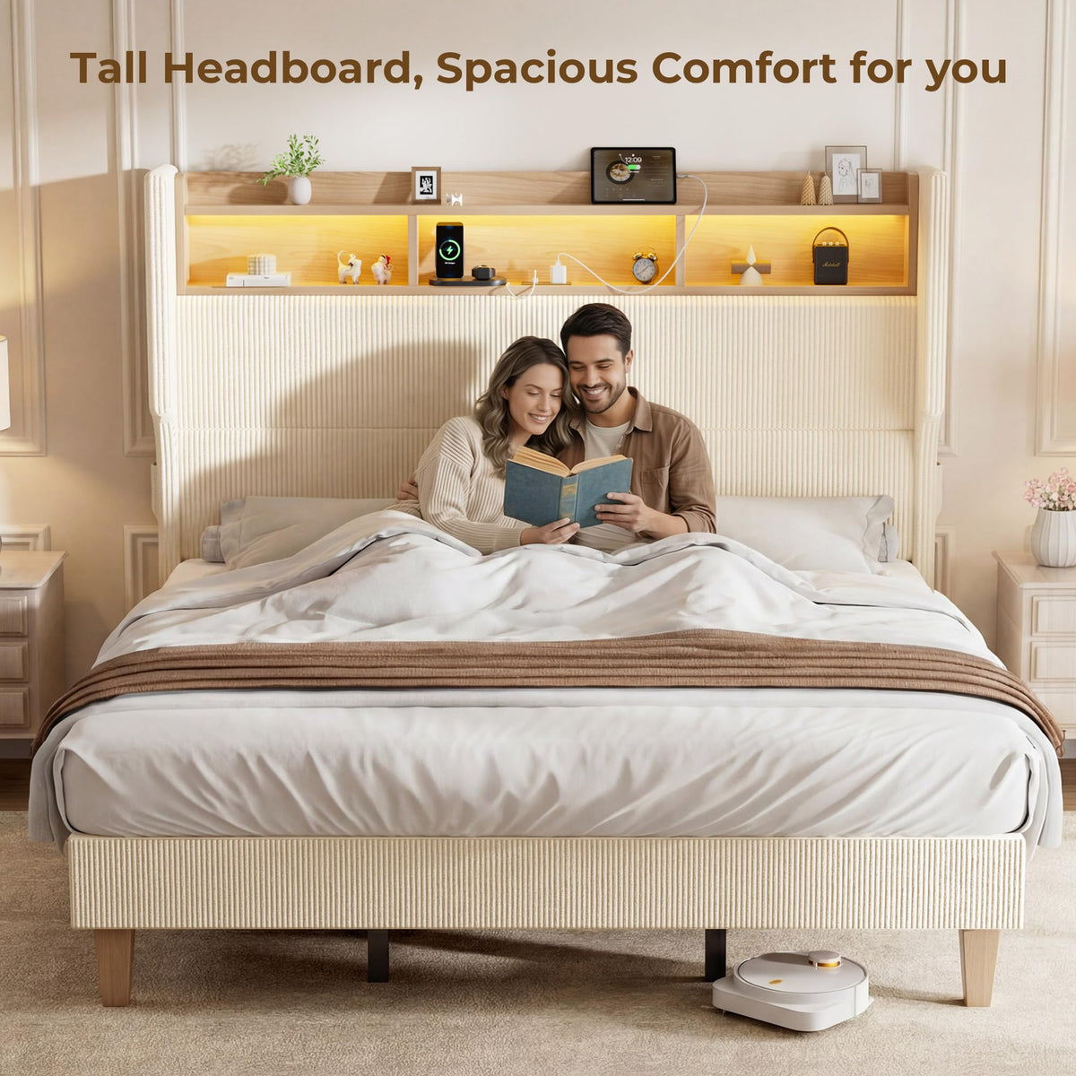 Queen Size Bed Frame with Tall Headboard B53600