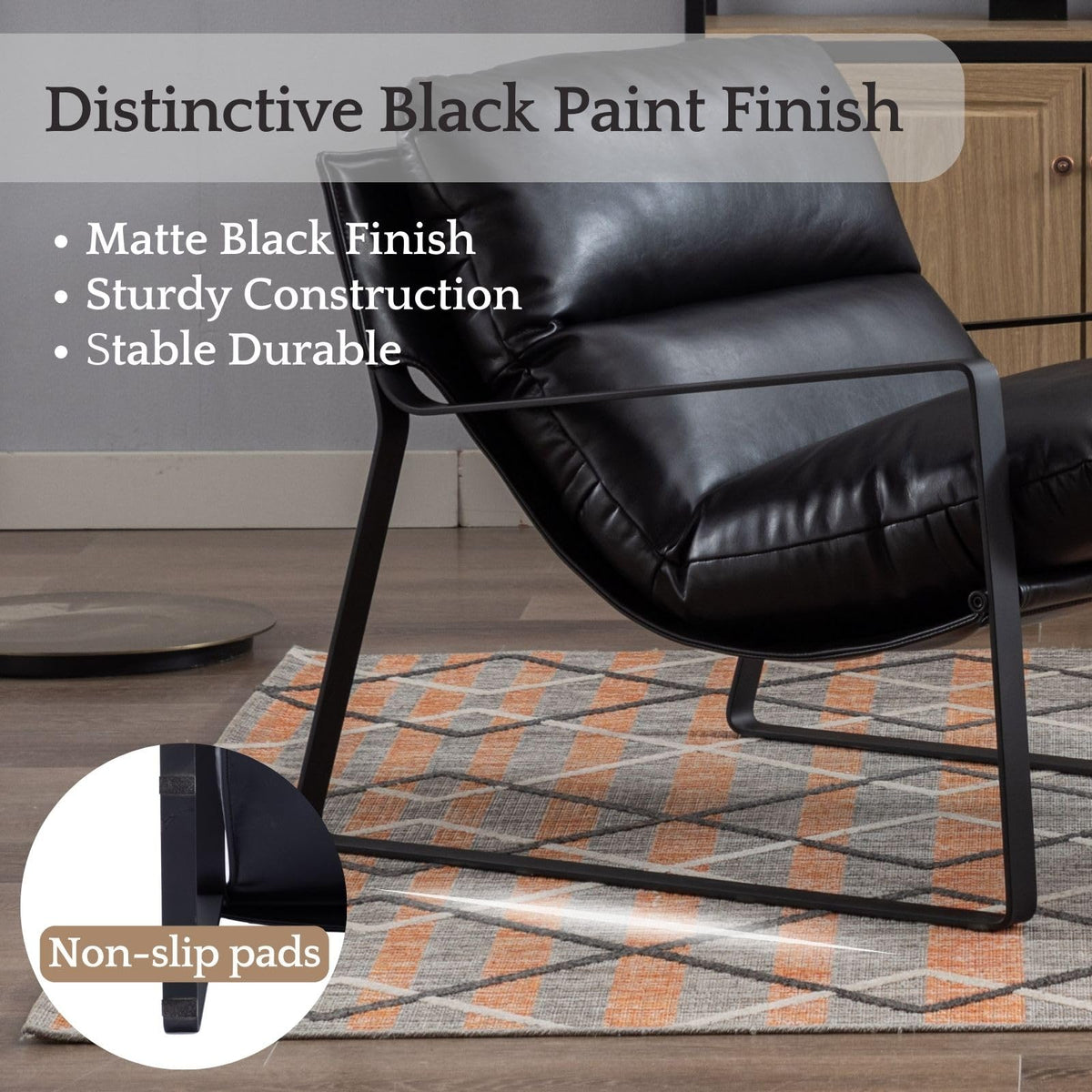 Black PU Leather Accent Armchair N501