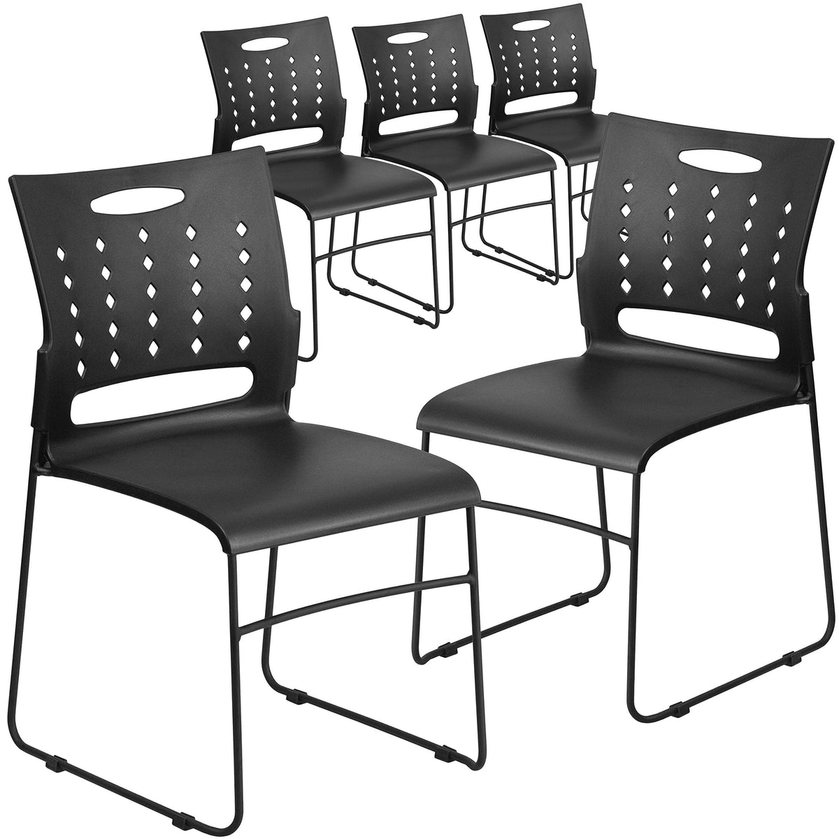Black Stacking Chairs Set of 5 S702