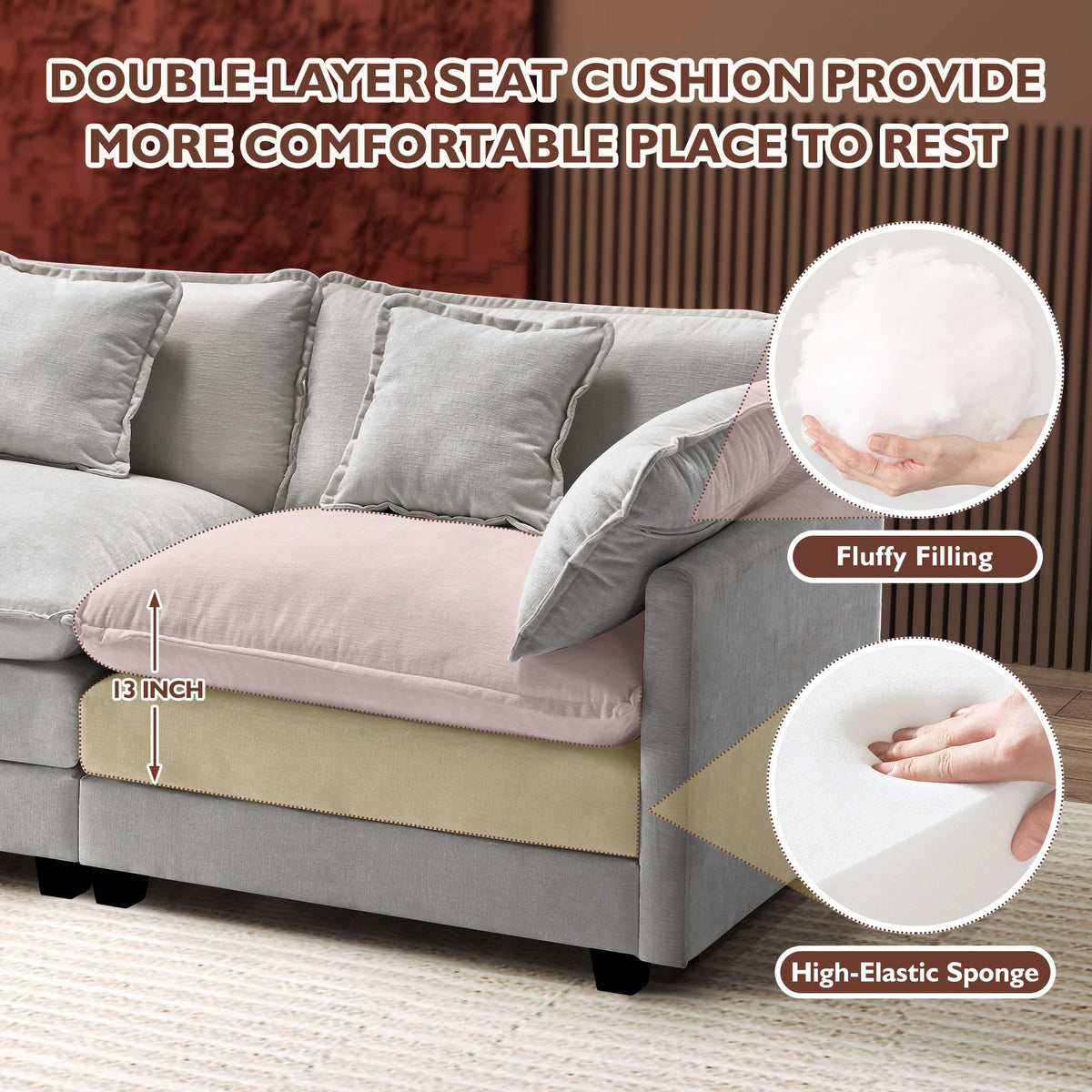 77 Inch Grey Chenille Loveseat C244121