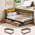 Twin Corner Bed Frame with Mattress and 2 Storage Drawers A43392