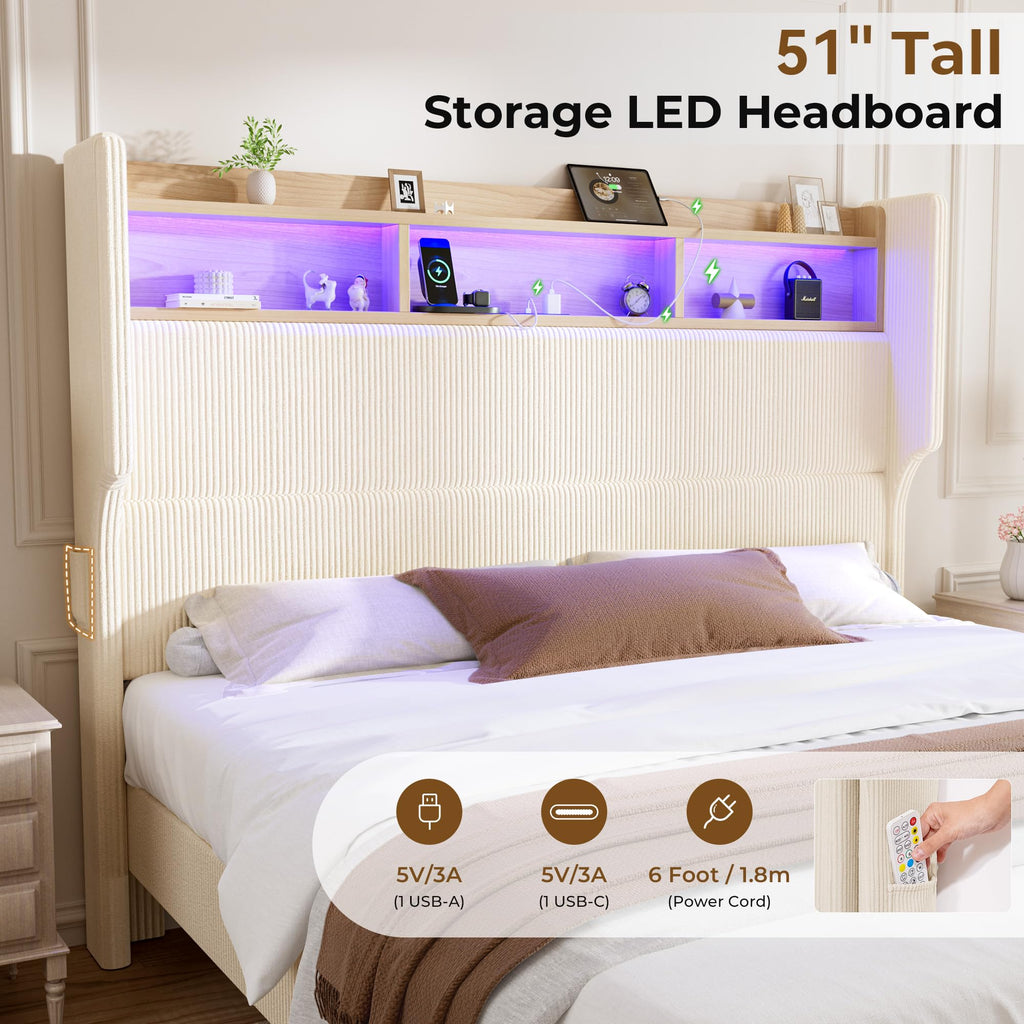 Queen Size Bed Frame with Tall Headboard B53600