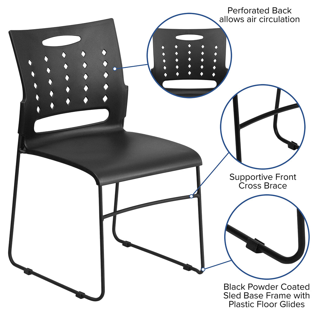 Black Stacking Chairs Set of 5 S702