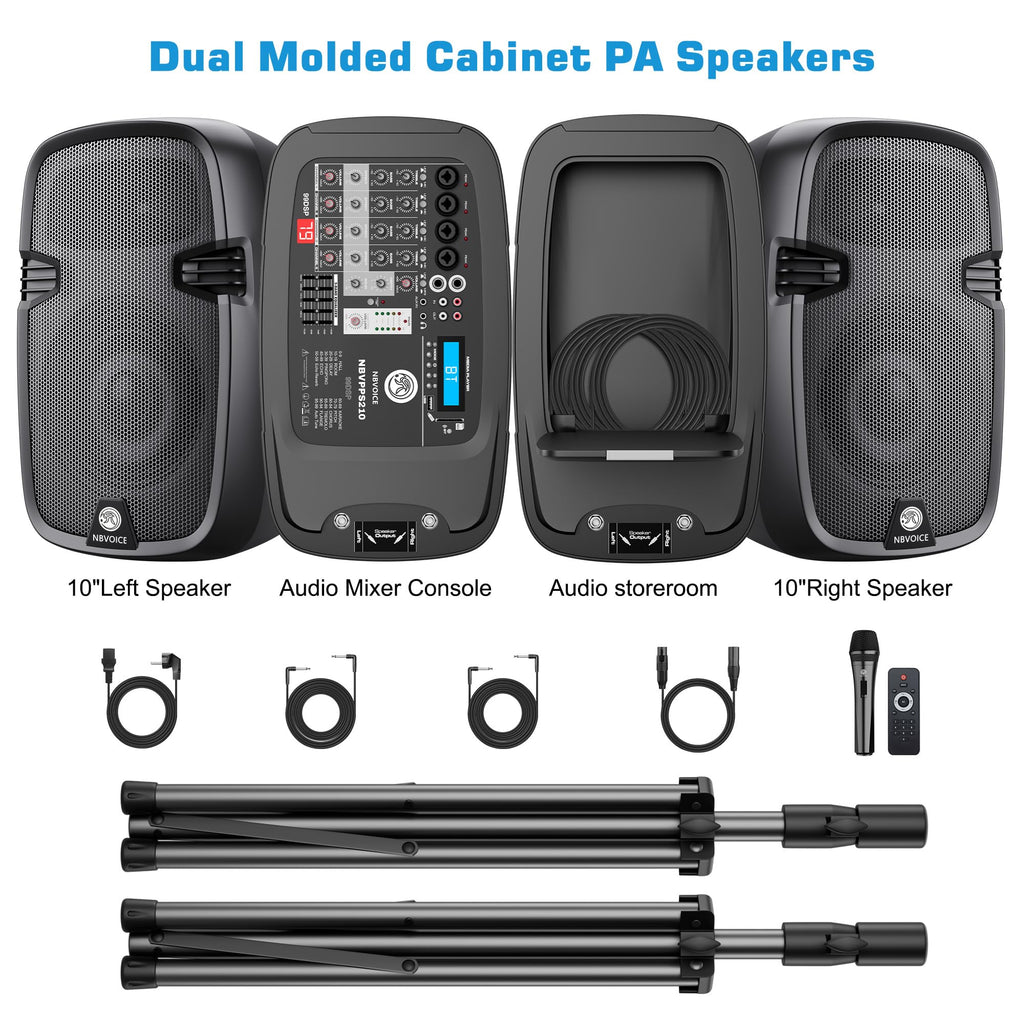 10" 600W Powered PA System with 8-Channel Mixer E9833