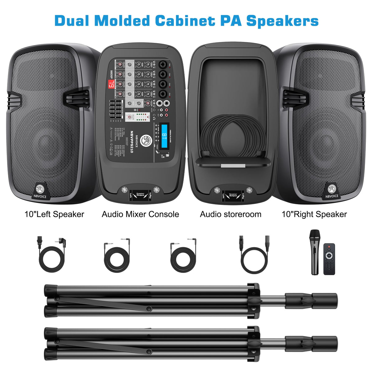 10" 600W Powered PA System with 8-Channel Mixer E9833
