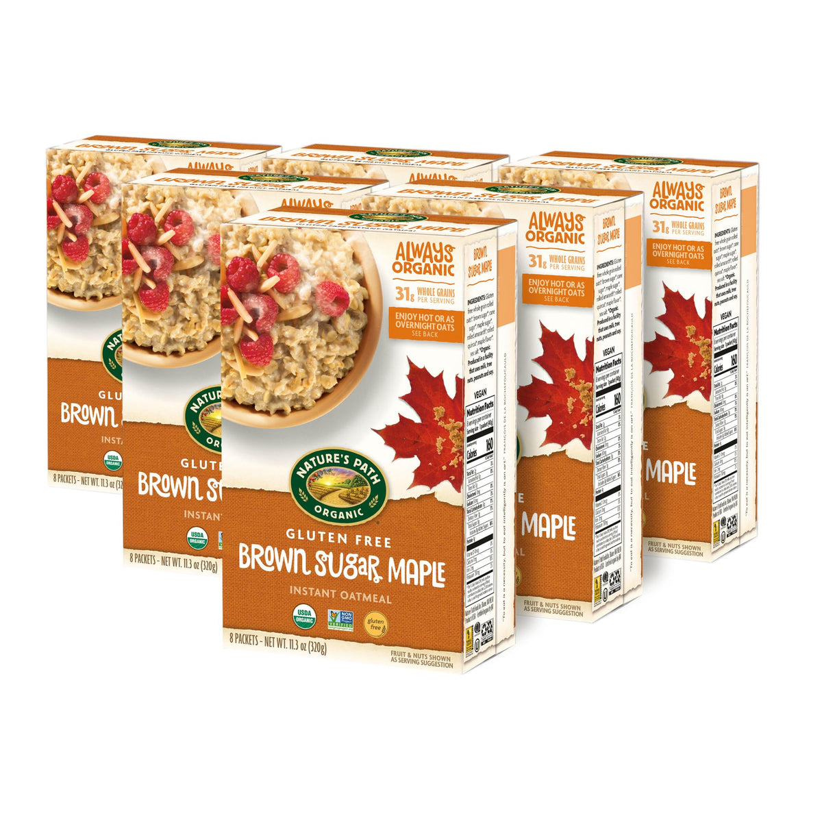 Organic Brown Sugar Maple Oatmeal, 11.3 oz (Pack of 6) G52656