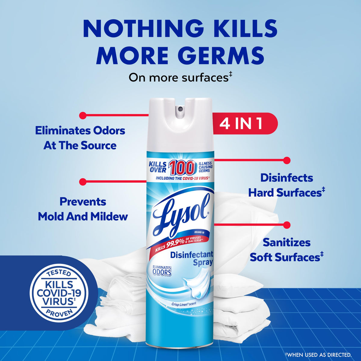 Disinfectant Spray Crisp Linen 19 oz 2 Pack U415873