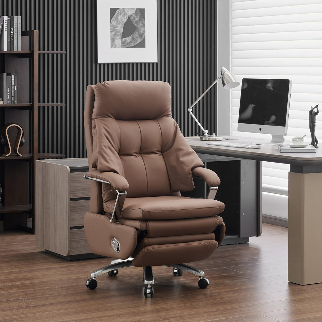 Brown PU Leather Recliner Chair with Footrest 400LBS M573