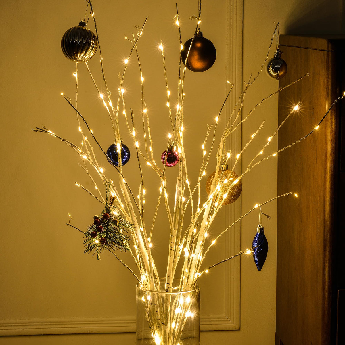 Lighted Birch White Tree Branches 33IN 180LED with Timer I834