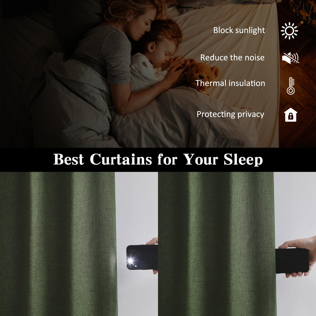 Dark Olive Green 96 Inch Blackout Curtains 2 Panels Set W4132
