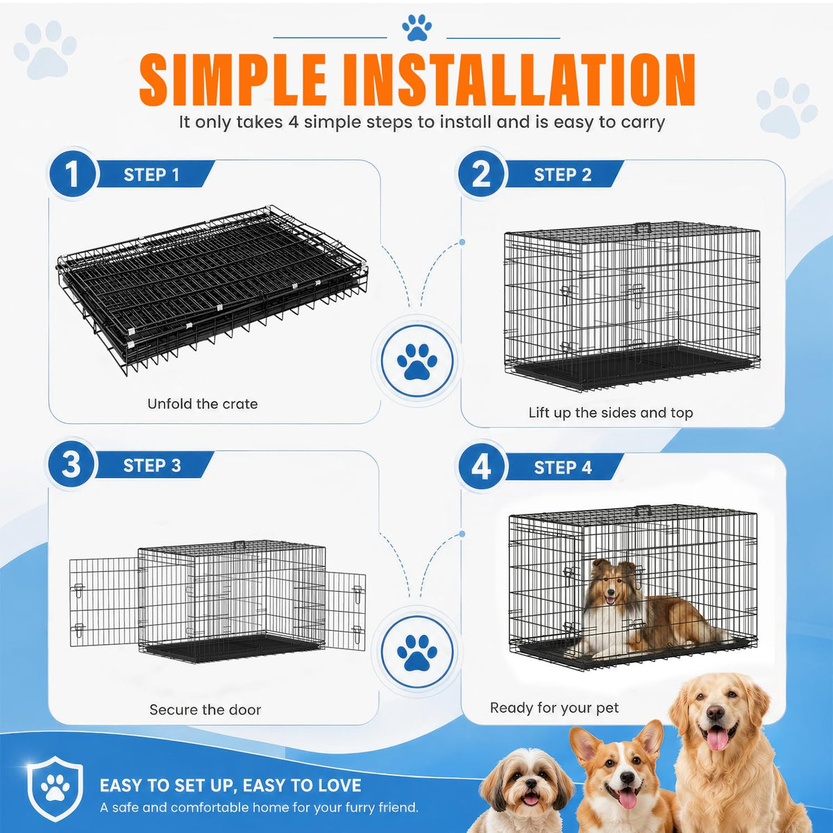 48 Inch Folding Metal Dog Crate Y2100