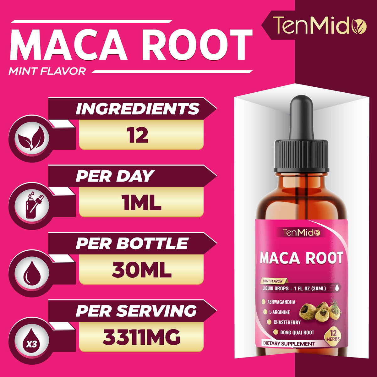 Maca Root Liquid Drops with Ashwagandha 1 Fl Oz G4033