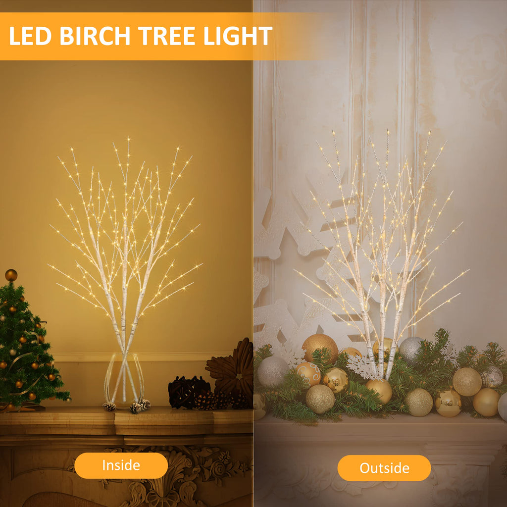 Lighted Birch White Tree Branches 33IN 180LED with Timer I834