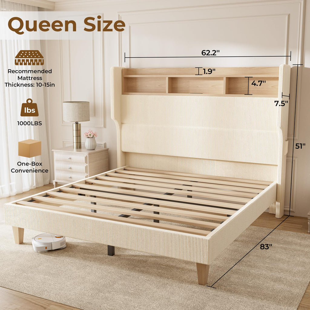 Queen Size Bed Frame with Tall Headboard B53600