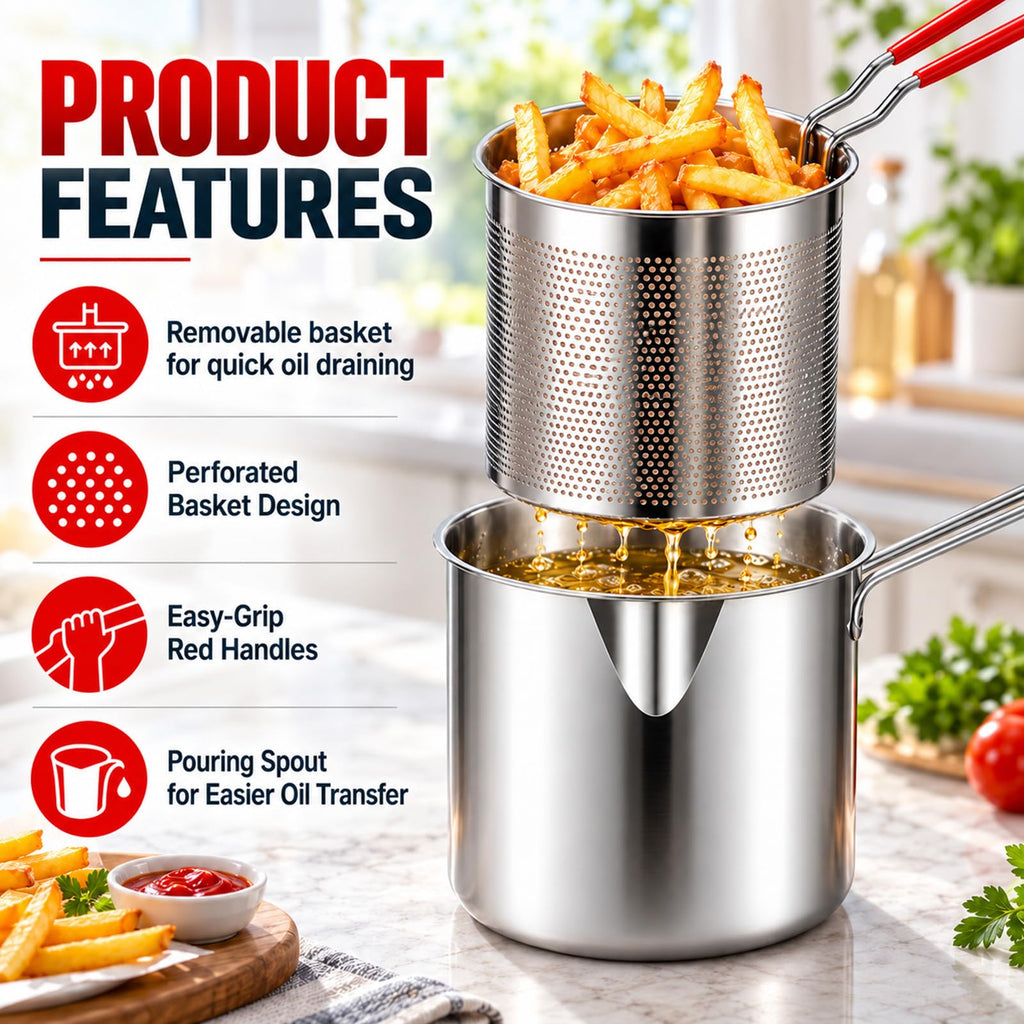 Stainless Steel Pot with Draining Basket, Five Piece Set N146