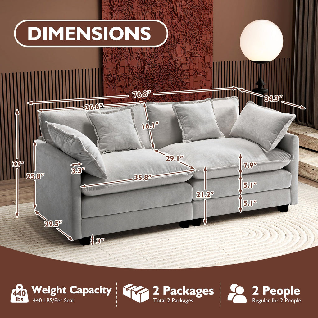 77 Inch Grey Chenille Loveseat C244121