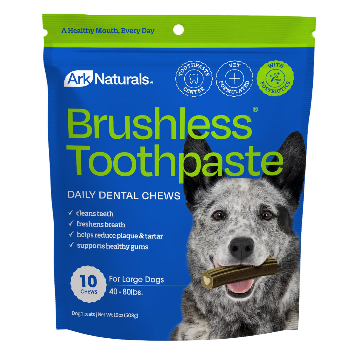 Brushless Toothpaste Dog Dental Treats Large Breeds 10 ct X5477