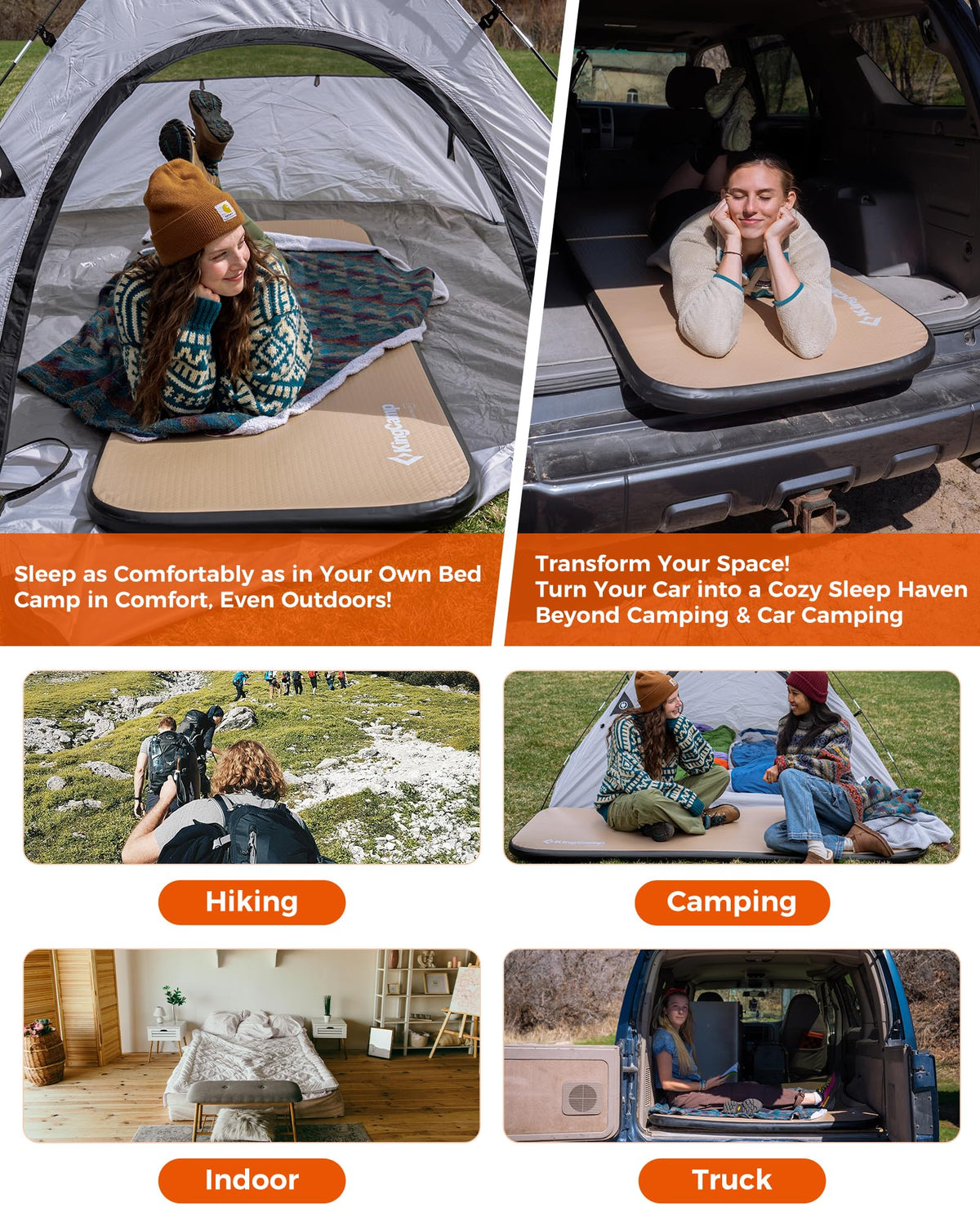 Portable Camping Cot & Single-Size Inflatable Sleeping Pad E78555