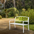 47in Weatherproof Metal Outdoor Bench with Back and Armrests D391