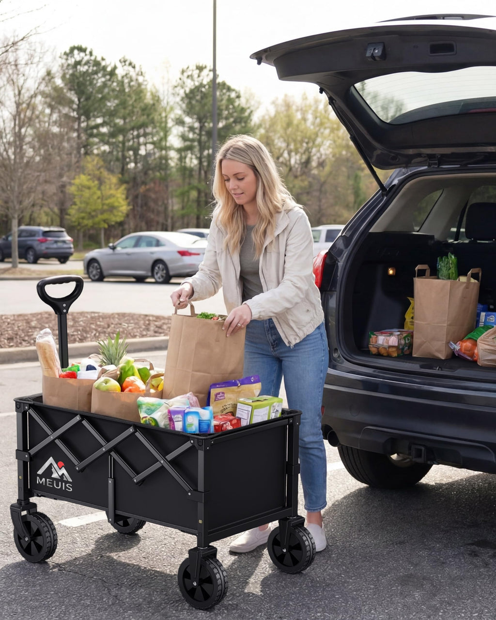 Collapsible Grocery Wagon Cart with Wheels B848