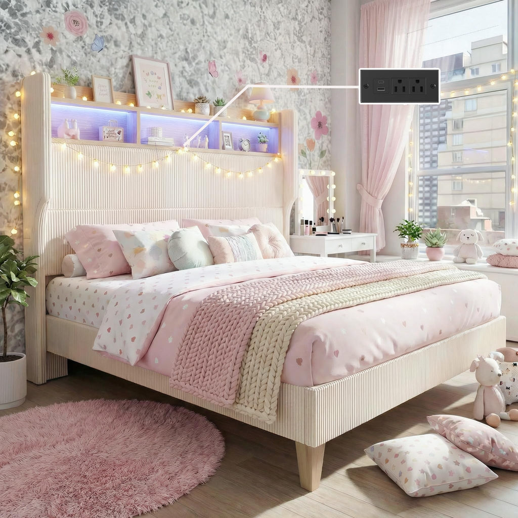Queen Size Bed Frame with Tall Headboard B53600