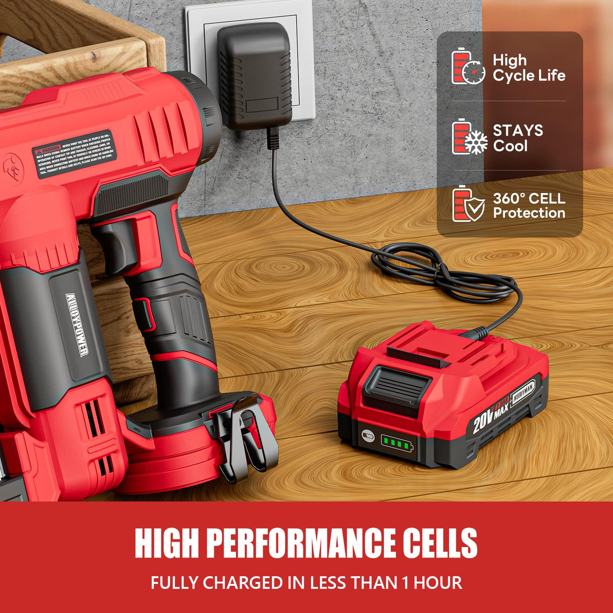2 in 1 Cordless Brad Nailer and Electric Stapler with Battery and Charger Y358417