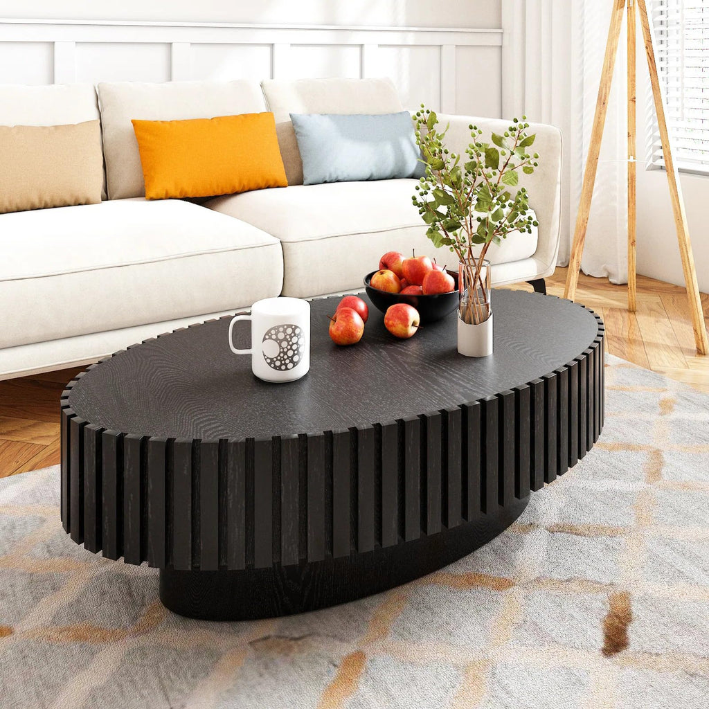 43" Oval Black Fluted Coffee Table E373743
