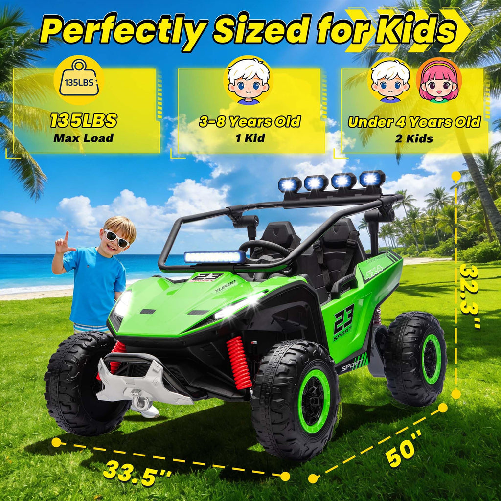 2-Seater Kids UTV with 4x200W Motor, 3-6MPH, Green U785