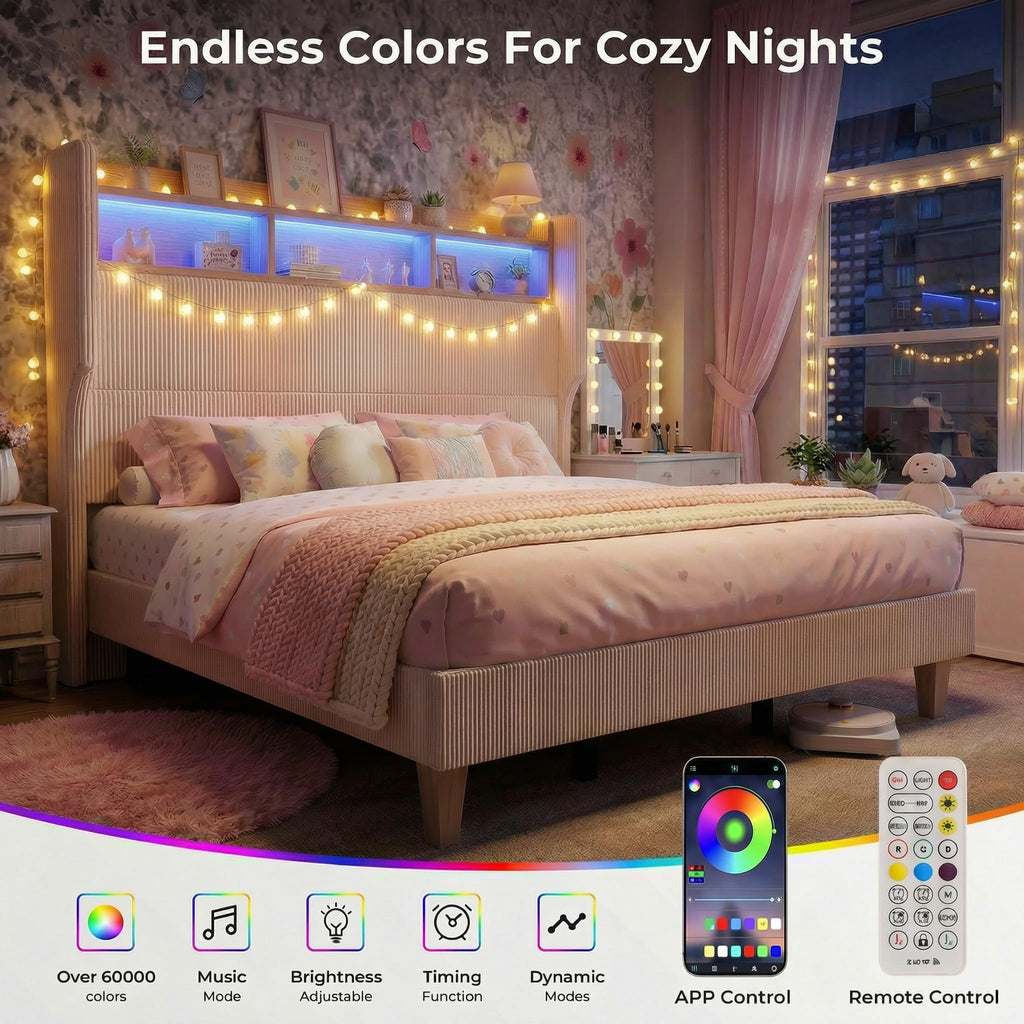 Queen Size Bed Frame with Tall Headboard B53600